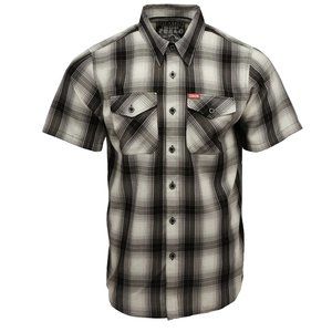 NWT Dixxon Flannel Co Garfield Short Sleeve Bamboo Shirt Gray Black Plaid Small